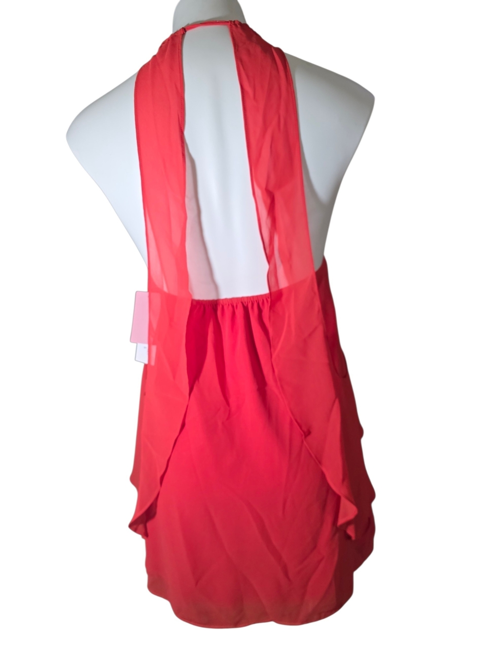 Red Halter Ruffle-Front Mini Dress - Picture 3 of 6